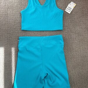 Zella Girl Crop and Shorts Set Size L (10-12) NWT